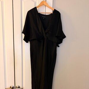 ELOQUII Women's Black Silk Full Length Evening Gown (18)